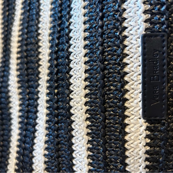 Vera Bradley Shore Enough Blue & White Striped Straw Tote EUC! - Picture 8 of 11